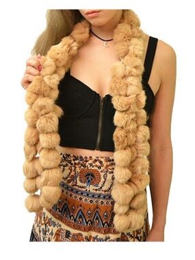 Beige 100% Rabbit Fur Scarf